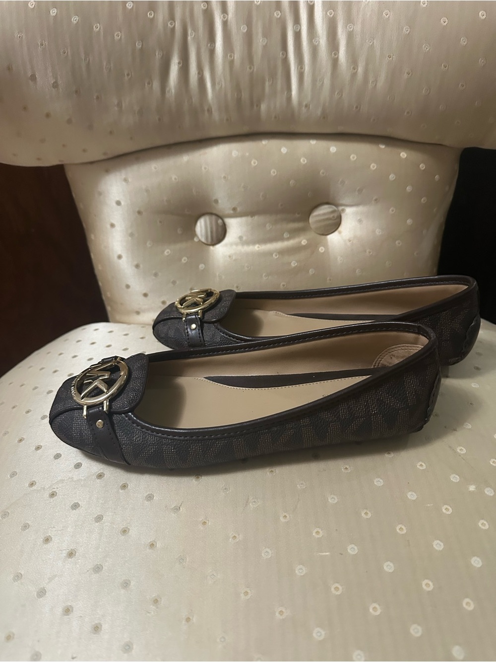 Michael Kors Fulton Moccasin Flat Shoes (Brown Signature Studded) NWOT - Picture 3 of 8